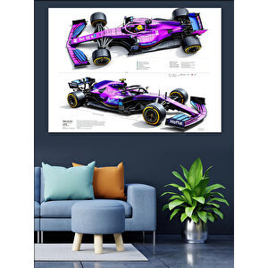 Mor Formula 1 Aracı Dekoratif Kanvas - Mdf Ahşap Tablo 70x100 cm