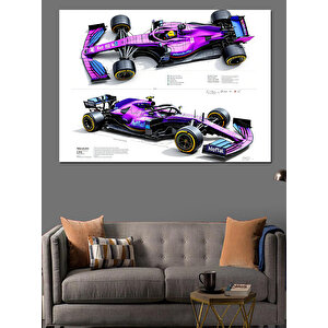Mor Formula 1 Aracı Dekoratif Kanvas - Mdf Ahşap Tablo 70x100 cm
