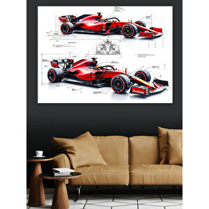 Formula 1 Teknik Çizim Dekoratif Kanvas - Mdf Ahşap Tablo 25x35 cm