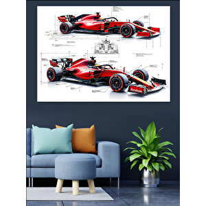 Formula 1 Teknik Çizim Dekoratif Kanvas - Mdf Ahşap Tablo 25x35 cm