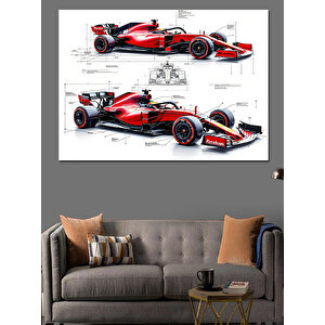Formula 1 Teknik Çizim Dekoratif Kanvas - Mdf Ahşap Tablo 25x35 cm