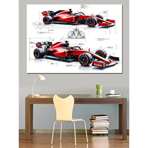 Formula 1 Teknik Çizim Dekoratif Kanvas - Mdf Ahşap Tablo