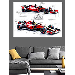 Formula 1 Teknik Çizim Dekoratif Kanvas - Mdf Ahşap Tablo