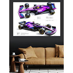 Mor Formula 1 Aracı Dekoratif Kanvas - Mdf Ahşap Tablo 25x35 cm