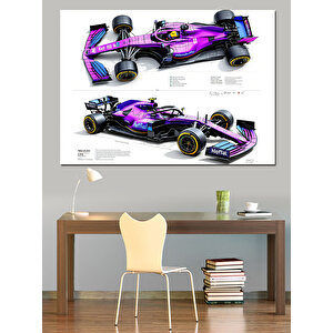Mor Formula 1 Aracı Dekoratif Kanvas - Mdf Ahşap Tablo