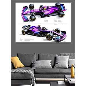 Mor Formula 1 Aracı Dekoratif Kanvas - Mdf Ahşap Tablo