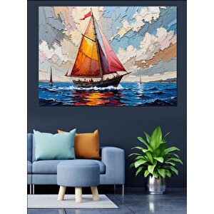 Rüzgarda Yelkenli Tekne Tabloları Dekoratif Kanvas - Mdf Ahşap Tablo 50x70 cm