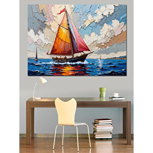 Rüzgarda Yelkenli Tekne Tabloları Dekoratif Kanvas - Mdf Ahşap Tablo 50x70 cm