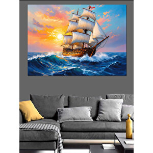 Denizde Eski Yelkenli Dekoratif Kanvas - Mdf Ahşap Tablo 70x100 cm