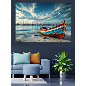 Denizde Terkedilmiş Tekne Dekoratif Kanvas - Mdf Ahşap Tablo