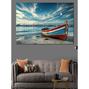 Denizde Terkedilmiş Tekne Dekoratif Kanvas - Mdf Ahşap Tablo