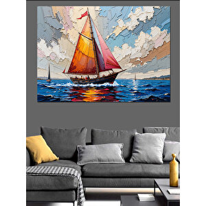 Rüzgarda Yelkenli Tekne Tabloları Dekoratif Kanvas - Mdf Ahşap Tablo