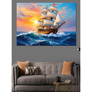 Denizde Eski Yelkenli Dekoratif Kanvas - Mdf Ahşap Tablo 100x140 cm