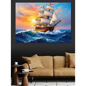 Denizde Eski Yelkenli Dekoratif Kanvas - Mdf Ahşap Tablo