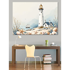 Karlarla Kaplı Deniz Feneri Dekoratif Kanvas - Mdf Ahşap Tablo 70x100 cm