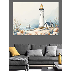 Karlarla Kaplı Deniz Feneri Dekoratif Kanvas - Mdf Ahşap Tablo 70x100 cm