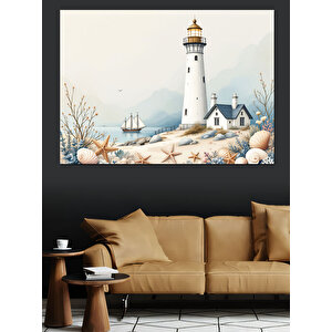 Karlarla Kaplı Deniz Feneri Dekoratif Kanvas - Mdf Ahşap Tablo 70x100 cm