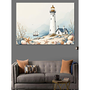Karlarla Kaplı Deniz Feneri Dekoratif Kanvas - Mdf Ahşap Tablo