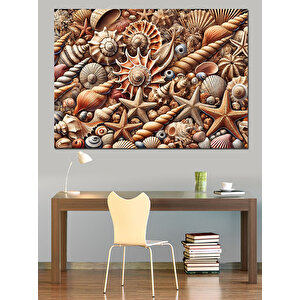 Deniz Kabukları Ve Deniz Yıldızı Dekoratif Kanvas - Mdf Ahşap Tablo