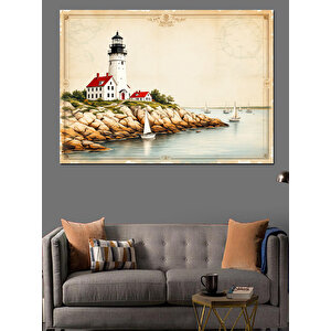 Deniz Feneri Manzarası Dekoratif Kanvas - Mdf Ahşap Tablo