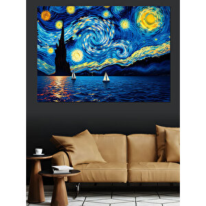 Yıldızlı Geceye Yelken Açışı Dekoratif Kanvas - Mdf Ahşap Tablo