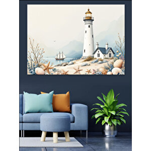 Karlarla Kaplı Deniz Feneri Dekoratif Kanvas - Mdf Ahşap Tablo