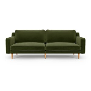 Klem Slim Üçlü Koltuk Large Ahşap Ayak - Kadife Haki