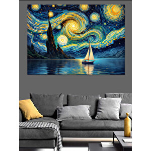 Yıldızlı Gece Van Gogh Dekoratif Kanvas - Mdf Ahşap Tablo 50x70 cm