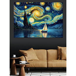 Yıldızlı Gece Van Gogh Dekoratif Kanvas - Mdf Ahşap Tablo 50x70 cm