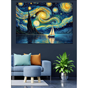 Yıldızlı Gece Van Gogh Dekoratif Kanvas - Mdf Ahşap Tablo 50x70 cm