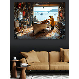 Tekne Onaran Adam Dekoratif Kanvas - Mdf Ahşap Tablo 25x35 cm