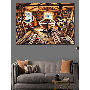 Ahşap Kayık Atölyesi Dekoratif Kanvas - Mdf Ahşap Tablo 35x50 cm