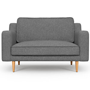 Klem Slim Loveseat Ahşap Ayak - Keten Beton Gri