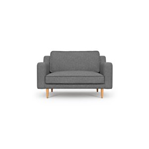 Klem Slim Loveseat Ahşap Ayak - Keten Beton Gri