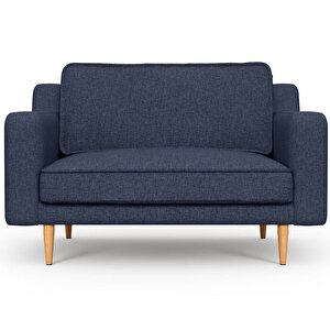 Klem Slim Loveseat Ahşap Ayak - Keten Havacı Mavi