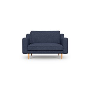 Klem Slim Loveseat Ahşap Ayak - Keten Havacı Mavi