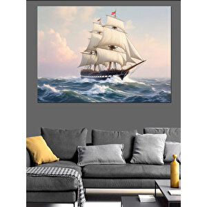 Denizde Eski Yelkenli Dekoratif Kanvas - Mdf Ahşap Tablo 35x50 cm
