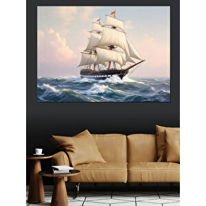 Denizde Eski Yelkenli Dekoratif Kanvas - Mdf Ahşap Tablo 35x50 cm