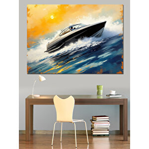 Denizde Hızlı Yat Dekoratif Kanvas - Mdf Ahşap Tablo