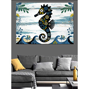 Dalgalar Arasında Denizatı Dekoratif Kanvas - Mdf Ahşap Tablo