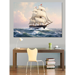 Denizde Eski Yelkenli Dekoratif Kanvas - Mdf Ahşap Tablo 25x35 cm