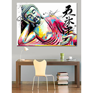 Renkli Buda Çizimi Dekoratif Kanvas - Mdf Ahşap Tablo 50x70 cm