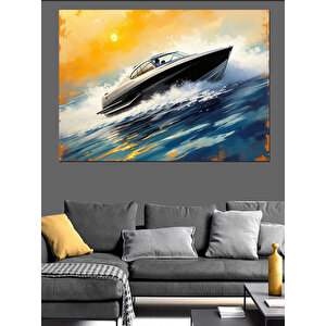 Denizde Hızlı Yat Dekoratif Kanvas - Mdf Ahşap Tablo 35x50 cm