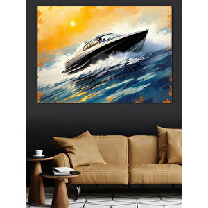 Denizde Hızlı Yat Dekoratif Kanvas - Mdf Ahşap Tablo 35x50 cm