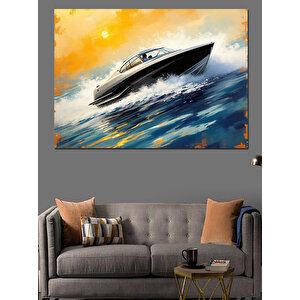 Denizde Hızlı Yat Dekoratif Kanvas - Mdf Ahşap Tablo