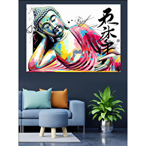 Renkli Buda Çizimi Dekoratif Kanvas - Mdf Ahşap Tablo