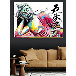 Renkli Buda Çizimi Dekoratif Kanvas - Mdf Ahşap Tablo