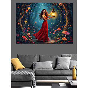Fener Tutan Kadın Dekoratif Kanvas - Mdf Ahşap Tablo 50x70 cm