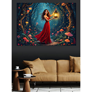 Fener Tutan Kadın Dekoratif Kanvas - Mdf Ahşap Tablo 50x70 cm