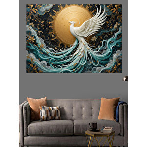 Altın Işıkta Kuğu Dekoratif Kanvas - Mdf Ahşap Tablo 50x70 cm